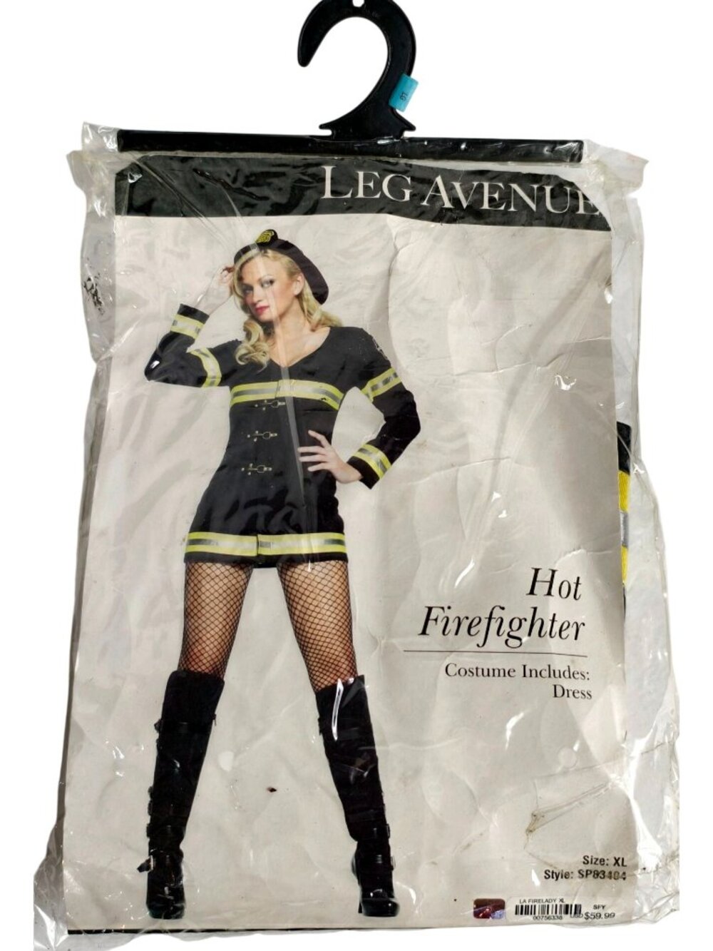 Leg Avenue Sexy Hot Firefighter Womens XL Halloween Costume Dress Black NEW